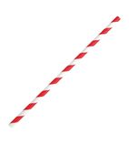 FB142 Bendy Paper Straws Red Stripes 210mm (Pack of 250)
