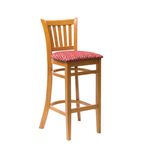 Image of FT434 Manhattan Dark Walnut Bar Chair with Red Diamond Padded Seat