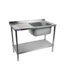 DR060 1000w x 600d mm Fully Assembled Stainless Steel Single Sink With Left Hand Drainer