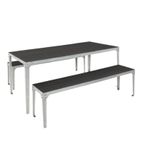 DS162 Charcoal Faux Wood and Steel Bench (Pack of 2)