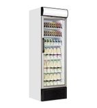 FSC1450 438 Ltr Upright Single Glass Door White Display Fridge With Canopy