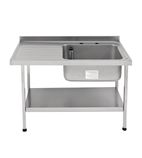 E20610L 1200w x 650d mm Stainless Steel Single Sink With Left hand Drainer (Self Assembly)