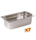 S408 Stainless Steel Gastronorm Tray Set 7 x 1/4 100mm (Pack of 7)