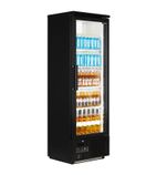 EM300 307 Ltr Upright Single Glass Door Black Bar Back Bottle Cooler
