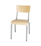 FB946 Cantina Side Chairs with Wooden Seat Pad and Backrest Galvanised (Pack of 4)
