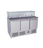 Image of ICE3864GR 380 Ltr 3 Door Stainless Steel Refrigerated Pizza / Saladette Prep Counter