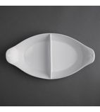 Whiteware Y100 Divided Oval Eared Dishes 290x 160mm (Pack of 6)