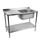 DR363 1200mm Self Assembly Stainless Steel Sink Left Hand Drainer