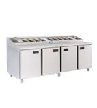 FPS4HR 570 Ltr Stainless Steel Four Door Refrigerated Prep Counter