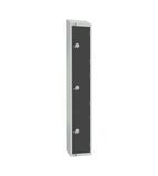GR679-PS Three Door Padlock Locker Graphite Grey with Sloping Top
