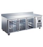 HBC3CR 417 Ltr Glass 3 Door Refrigerated Prep Counter With Upstand