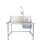 T15SENL 1500(W) x 800(D)mm Left Hand Entry Table With Sink For Classeq Passthrough Dishwashers