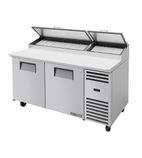 Image of TPP-AT-67-HC 524 Ltr 2 Door Stainless Steel Hydrocarbon Refrigerated Pizza / Saladette Prep Counter