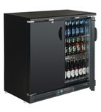 G-Series GH133 223 Ltr Undercounter Double Hinged Solid Door Black Back Bar Bottle Cooler