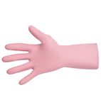 Vital 115 FA290-M Liquid-Proof Light-Duty Janitorial Gloves Pink Medium