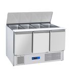 EC-3SALAD 410 Ltr 3 Door Stainless Steel Refrigerated Pizza / Saladette Prep Counter