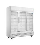 G-Series GE769 1300 Ltr Upright Triple Hinged Glass Door Stainless Steel Display Fridge With Canopy