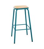 FB938 Cantina High Stools with Wooden Seat Pad Teal (Pack of 4)