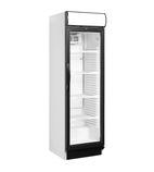 CEV425CP WHITE 372 Ltr Upright Single Glass Door White Display Fridge With Canopy