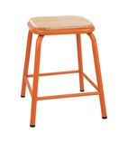 FB934 Cantina Low Stools with Wooden Seat Pad Orange (Pack of 4)