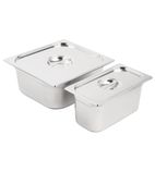 SA240 Stainless Steel Gastronorm Tray Set 1 x 1/3 and 1 x 2/3 150mm with Lids (Pack of 2)