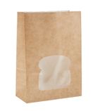 FA382 Recyclable Paper Sandwich Bags With Window Kraft (Pack of 250)