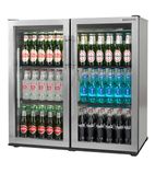 EcoChill Maxi RWC00006 233 Ltr Undercounter Double Glass Door Hinged Stainless Steel Bottle Cooler