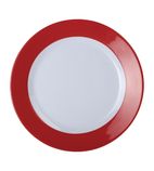 Image of DE602 Colour Rim Melamine Plate Red 260mm (Pack of 6)