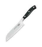 DR508 Fully Forged Santoku Knife Fluted Blade Black 17cm