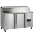 SS7200 320 Ltr 2 Door Stainless Steel Refrigerated Pizza Prep Counter / Saladette