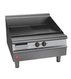 Image of Dominator Plus E3481R Electric Countertop Polished Steel Half-Ribbed Griddle