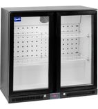 NT2BHLO-HC 220 Ltr Undercounter Double Hinged Glass Door Reduced Height Black Back Bar Bottle Cooler