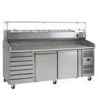 PT1310 370 Ltr 2 Door & Dough Drawers Stainless Steel Refrigerated Pizza / Saladette Prep Counter