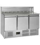 GP93 400 Ltr 3 Door Stainless Steel Refrigerated Pizza / Saladette Prep Counter With Granite Top