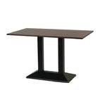 FT503 Turin Metal Base Pedestal Rectangle Table with Dark Wood Top 1200x700mm