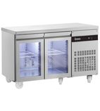 PN99CR-HC 274 Ltr 2 Glass Door Stainless Steel Refrigerated Display Prep Counter