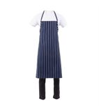 Premium B249 Woven Bib Apron Navy & White Stripe