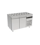 Image of ZNF99-HC 274 Ltr 2 Door Stainless Steel Refrigerated Pizza / Saladette Prep Counter