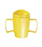 DW709 Double-Handled Mugs with Lids Yellow 300ml