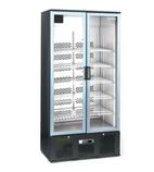 ZXS20 425 Ltr Upright Double Hinged Glass Door Black Back Bar Bottle Cooler
