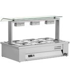 MEV610 3 x 1/1GN Electric Countertop Wet Heat Bain Marie With Sneeze Guard