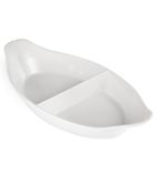 Whiteware Y100 Divided Oval Eared Dishes (Pack of 6)