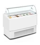 FIJI7 7 x Napoli Pan White Curved Glass Ice Cream Display Freezer
