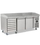 BPB2000-7N 428 Ltr 2 Door & 7 Ambient Drawers Stainless Steel Refrigerated Pizza / Saladette Prep Counter