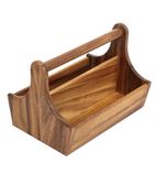 Image of DL148 Woodware Acacia Wood Condiment Basket with Handle