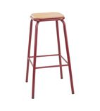 FB937 Cantina High Stools with Wooden Seat Pad Wine Red (Pack of 4)