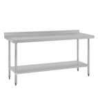 T383 1800w x 600d mm Stainless Steel Wall Table With One Undershelf