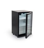 HEF971 120 Ltr Undercounter Single Glass Door Reduced Height Black Back Bar Bottle Cooler