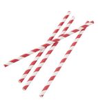 FP442 Individually Wrapped Paper Straws Red Stripes 210mm (Pack of 250)
