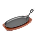 Image of F464 Cast Iron Oval Sizzler with Wooden Stand 240mm